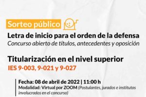 Sorteo de letra para establecer el orden de los postulantes para la defensa pública de los proyectos